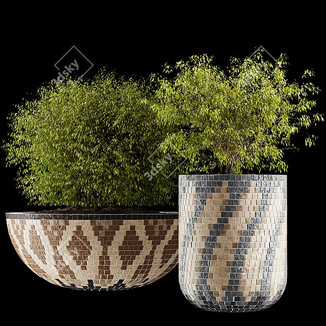 Mosaic Pot Euonymus Alatus 3D model image 1