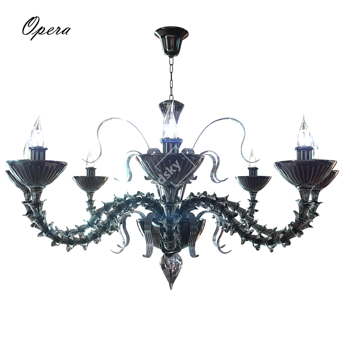 Elegant Black Glass Chandelier 3D model image 1