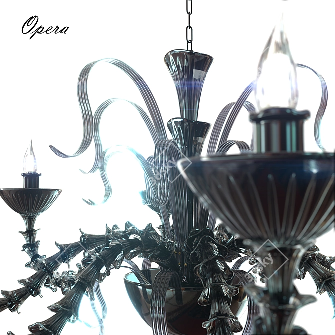 Elegant Black Glass Chandelier 3D model image 2