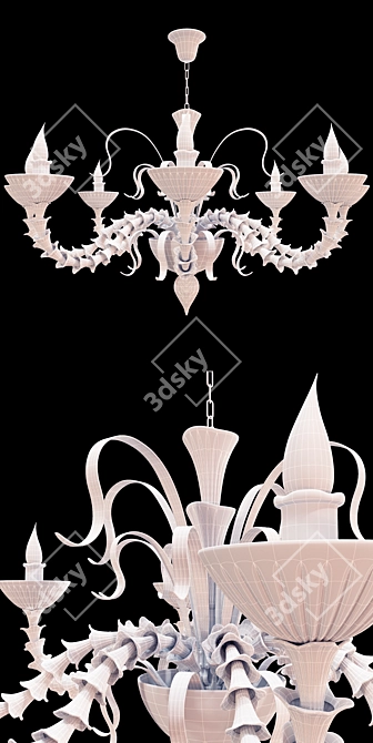 Elegant Black Glass Chandelier 3D model image 3