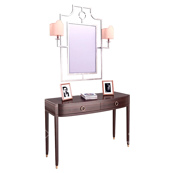 Elegant Vanity Set with Illuminated Mirror 3D model image 1