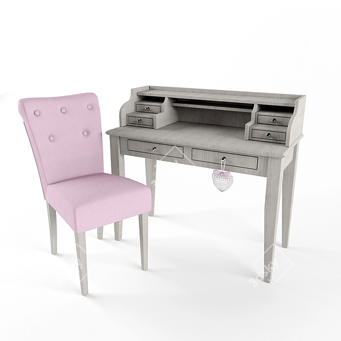 Cozy Cambridge Chair & Elegant Sebastien Desk 3D model image 1