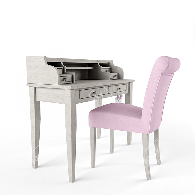 Cozy Cambridge Chair & Elegant Sebastien Desk 3D model image 2