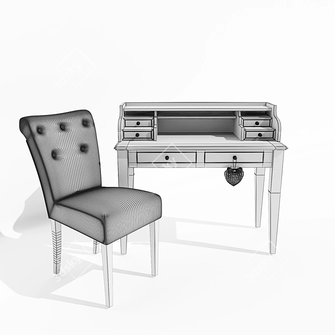 Cozy Cambridge Chair & Elegant Sebastien Desk 3D model image 3