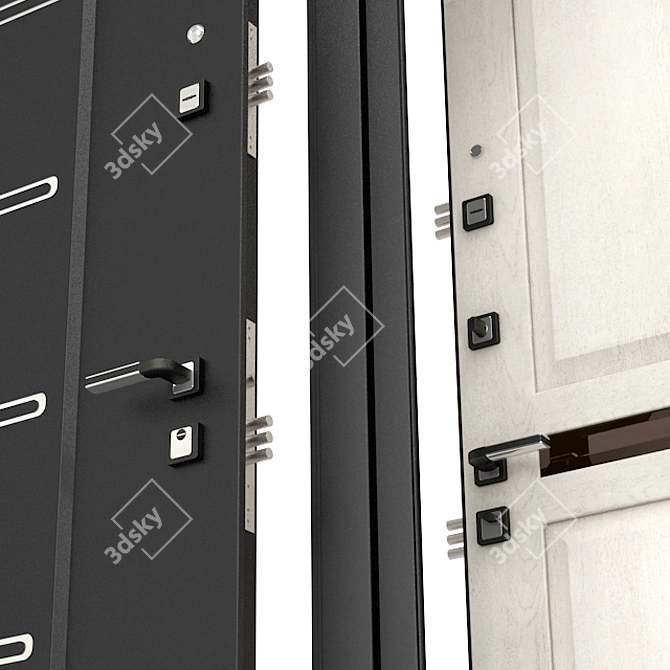 Varna Oak Panel Steel Door 3D model image 2