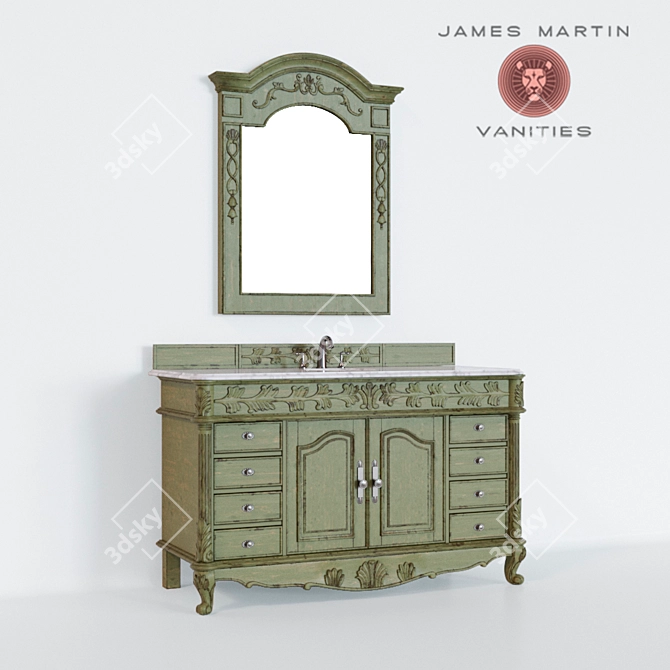 Elegant St. James 60" Vanity 3D model image 1