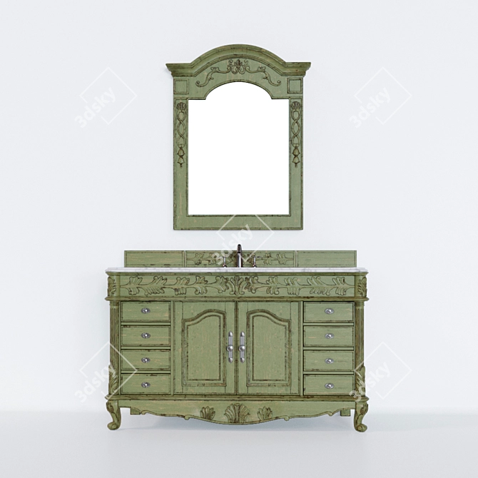 Elegant St. James 60" Vanity 3D model image 2