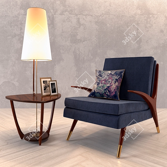 70s Retro Style Sofa & Chair Set 3D model image 2