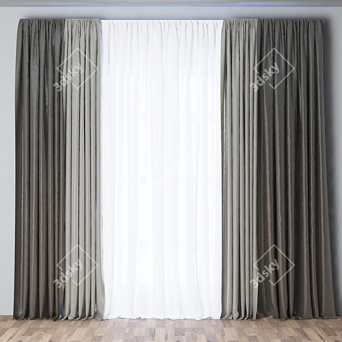 Elegant Curtain_24: Timeless Beauty 3D model image 1