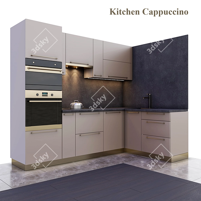 Sleek Cappuccino Kitchen 3D model image 1