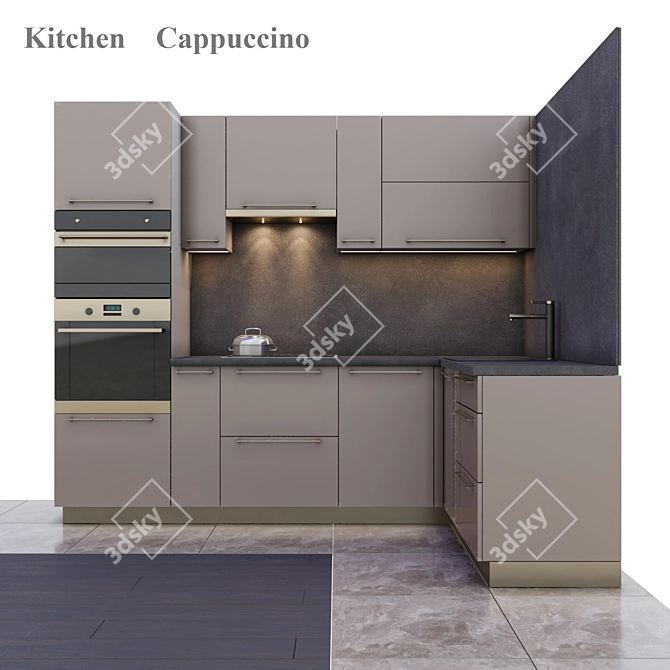 Sleek Cappuccino Kitchen 3D model image 2