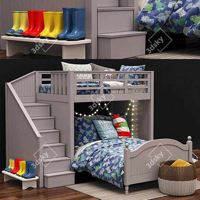 Catalina Loft Bed & Twin Set: Space-Saving Solution 3D model image 1