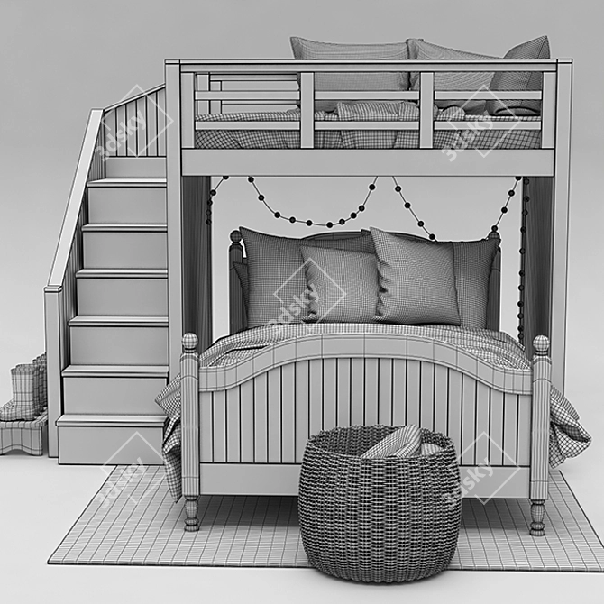 Catalina Loft Bed & Twin Set: Space-Saving Solution 3D model image 3