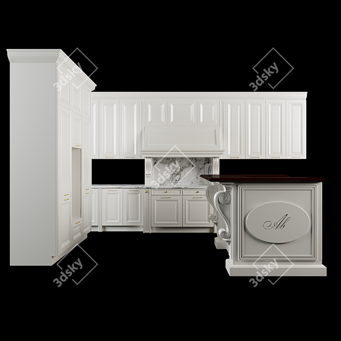 Timeless Elegance: ROMA Kitchen 3D model image 1