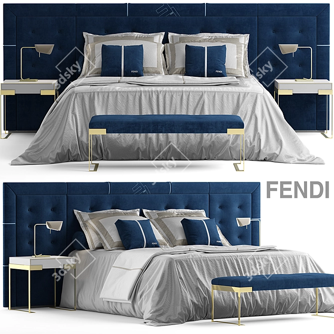 Elegant Fendi Pincio Bed 3D model image 1