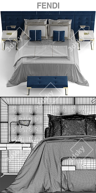 Elegant Fendi Pincio Bed 3D model image 3
