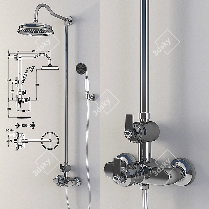 Cezares Liberty Shower Column (CD-01/CD-T-01) 3D model image 2