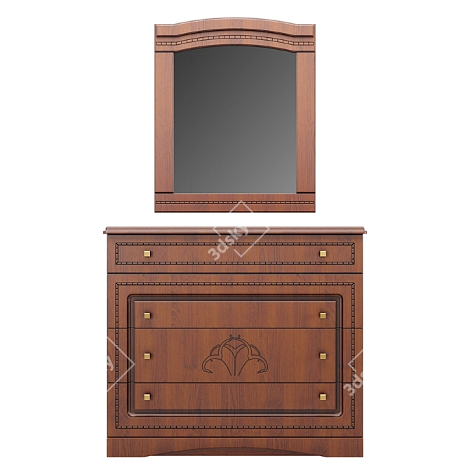 Classic Cherry Dresser Set 3D model image 1