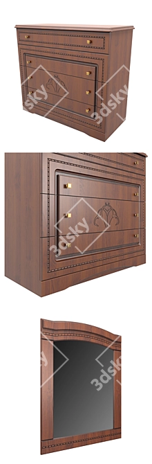 Classic Cherry Dresser Set 3D model image 2