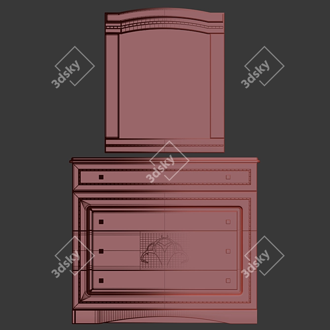 Classic Cherry Dresser Set 3D model image 3