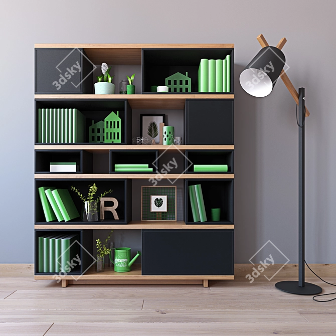 VOX Balance and Muse. Stylish Black Shelving Units. 3D model image 1