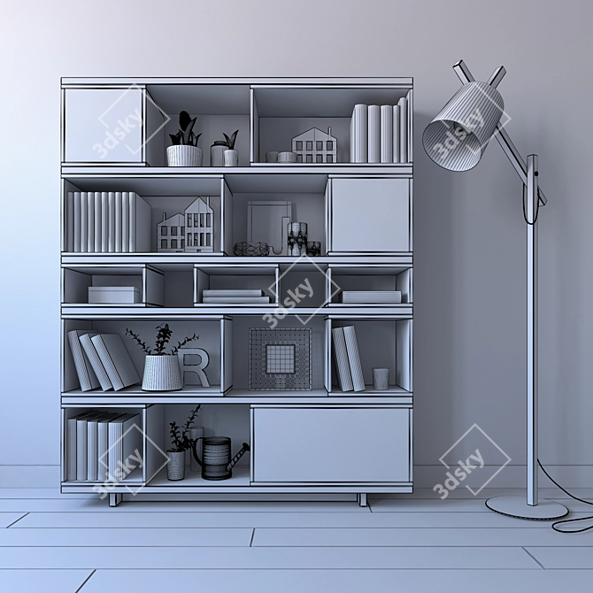 VOX Balance and Muse. Stylish Black Shelving Units. 3D model image 2