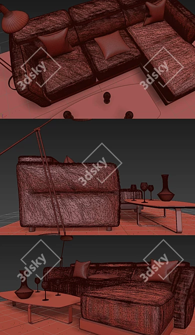 Sleek Natuzzi Notturno Sofa 3D model image 3