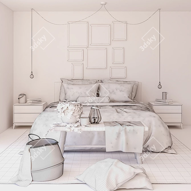 Elegant Bedroom Collection for Vray Render 3D model image 2