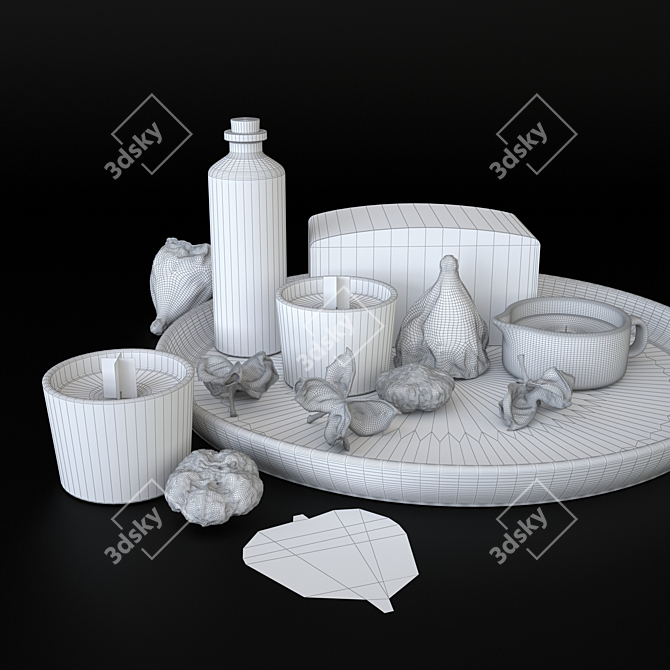 Elegant Bathroom Decor Set 3D model image 3