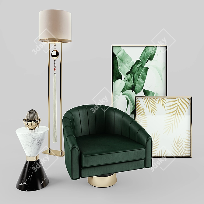 Elegant Bogarde Armchair Set 3D model image 1