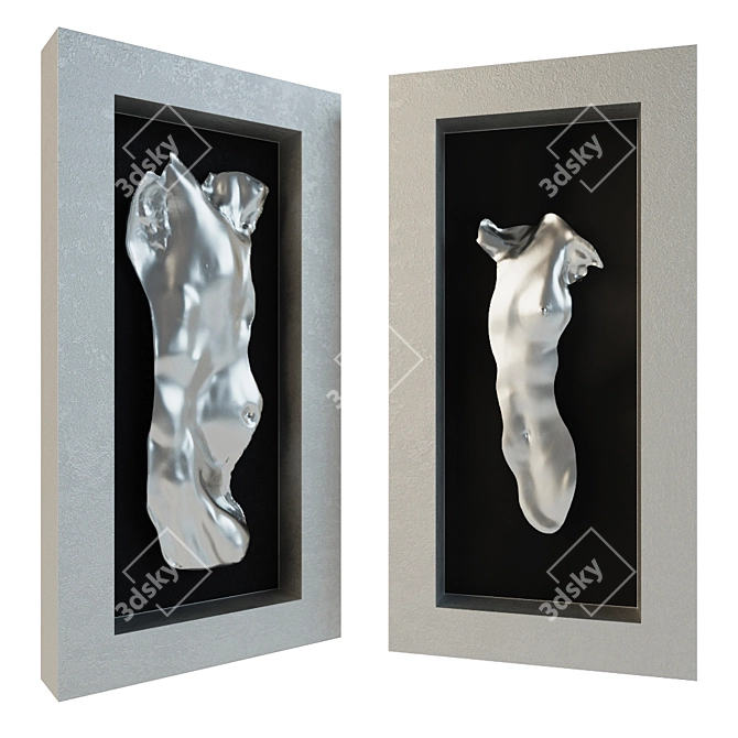 Silver Metal Woman and Man Panel 3D model image 1