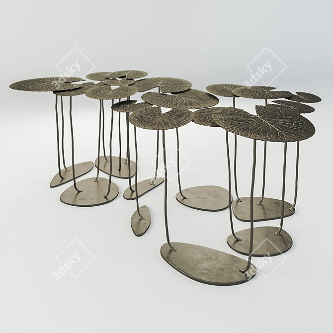 Bronze Water Lily Meandering Fillo Table 3D model image 1