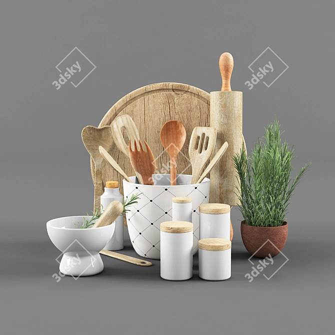 Modern Kitchen Set: Vray Render 3D model image 1