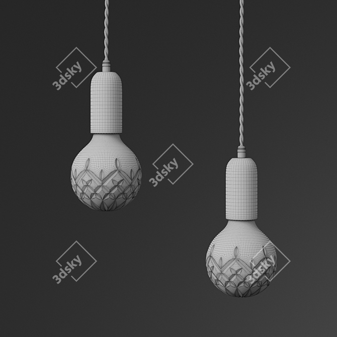 Elegant Crystal Bulb Pendant 3D model image 2