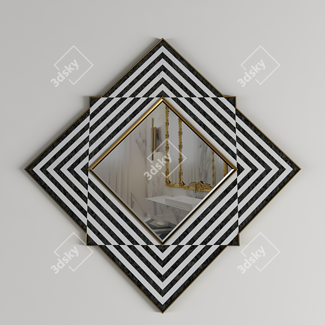 Title: Reflective Elegance Wall Mirror 3D model image 1