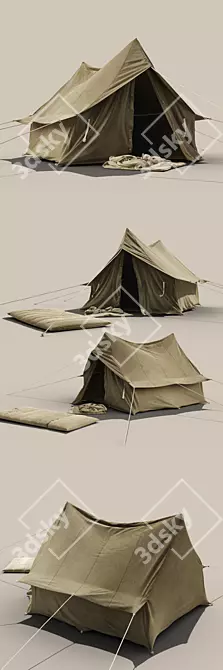 Title: Vintage Camping Tent 3D model image 2