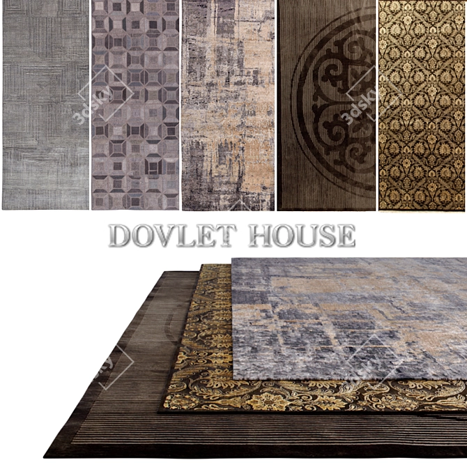 DOVLET HOUSE 5-Piece Carpets Set - Exquisite Collection (Part 63) 3D model image 1