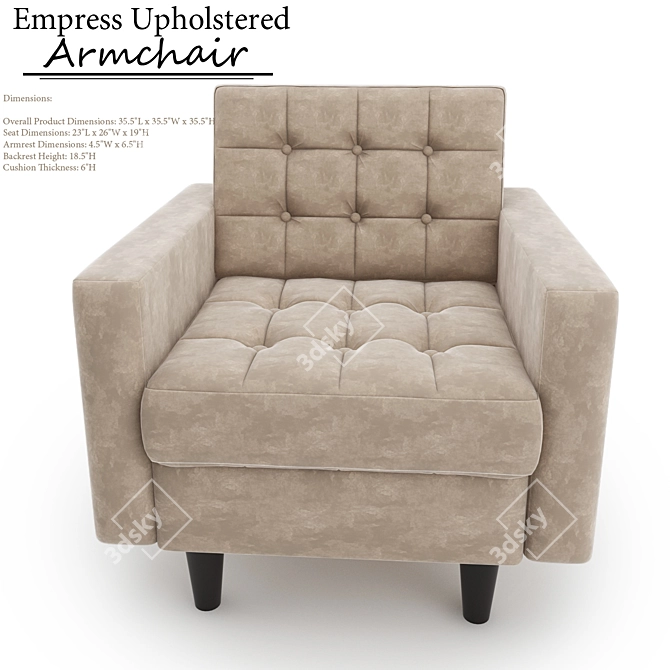 Regal Tufted Armchair 3D model image 2