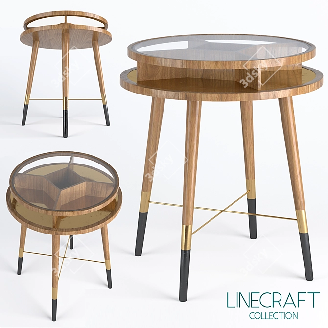 Elegant Walnut and Brass Table 3D model image 1