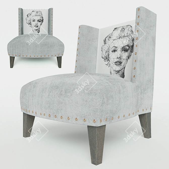 Marilyn Monroe Print Chair: Eco-Friendly Design, Velvet Fabric 3D model image 1