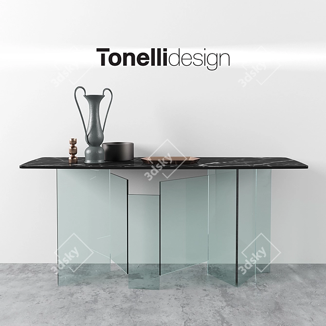 Sleek Glass-Ceramic Console | METROPOLIS 3D model image 1