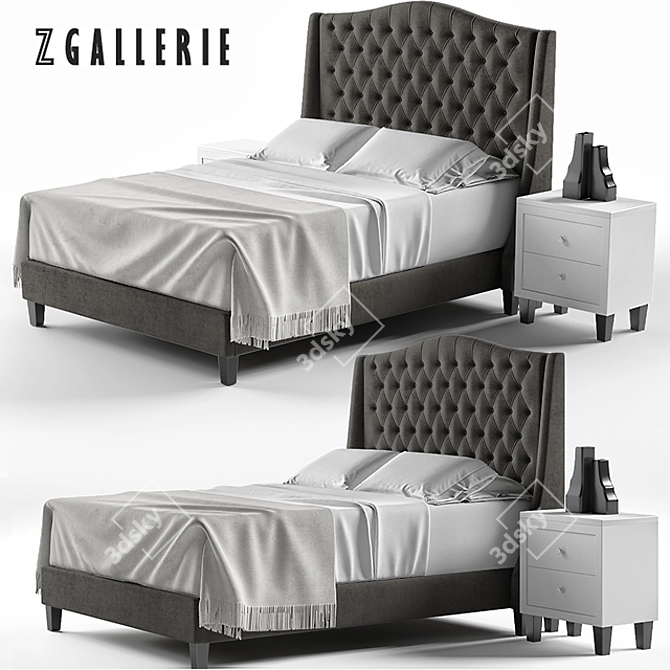 Luxury Tufted Bed by Scarlett 3D model image 1