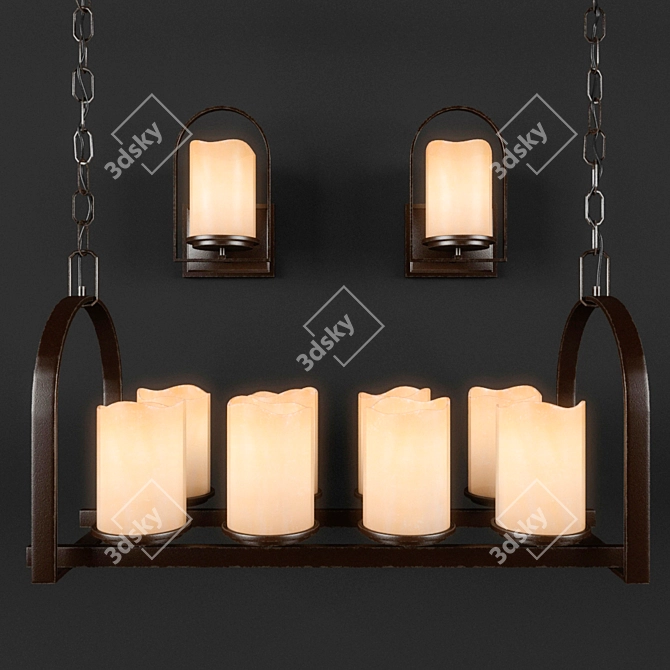 Quoizel Aldora Chandelier & Sconce: Elegant Bronze and Onyx Lighting 3D model image 1