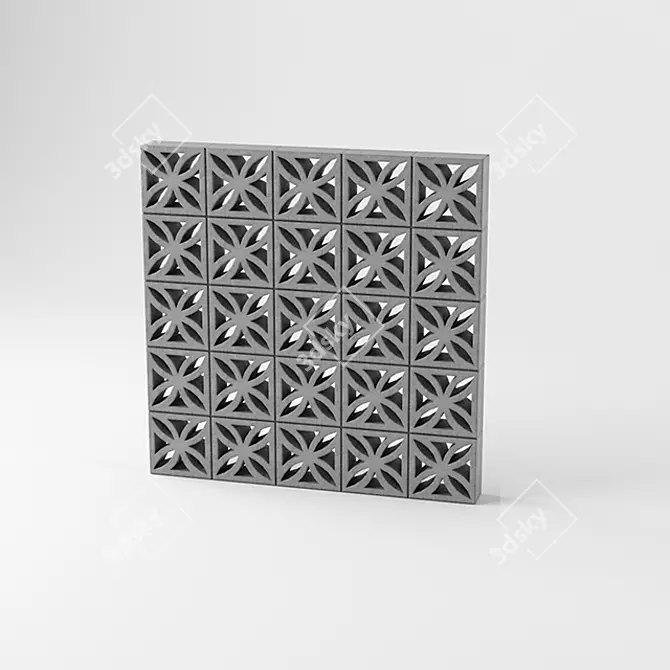 Modular Concrete Wall Blocks 3D model image 1