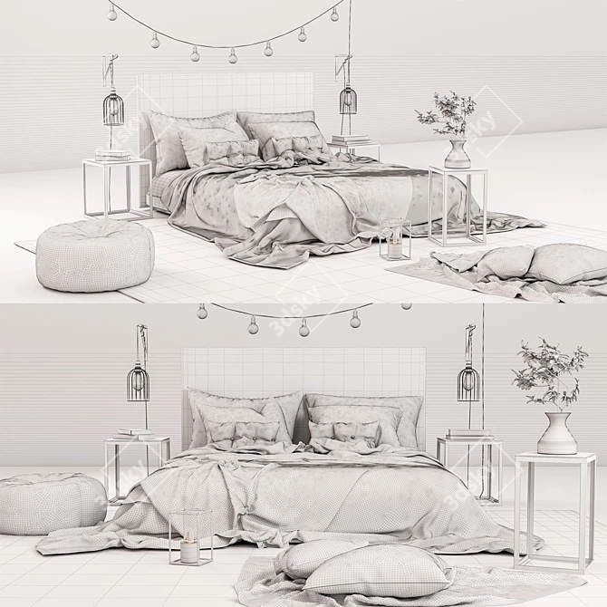 Elegant Vray-Ready Bedroom Set 3D model image 2