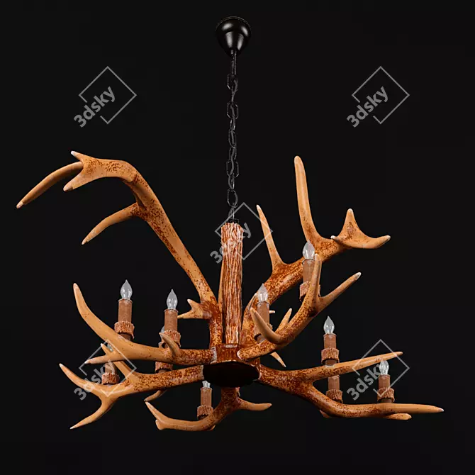 Rustic Elegance Chandelier 3D model image 2