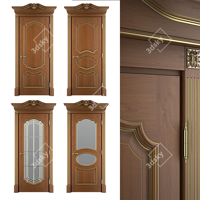 Amaliya Solid Wood Interior Door 3D model image 1