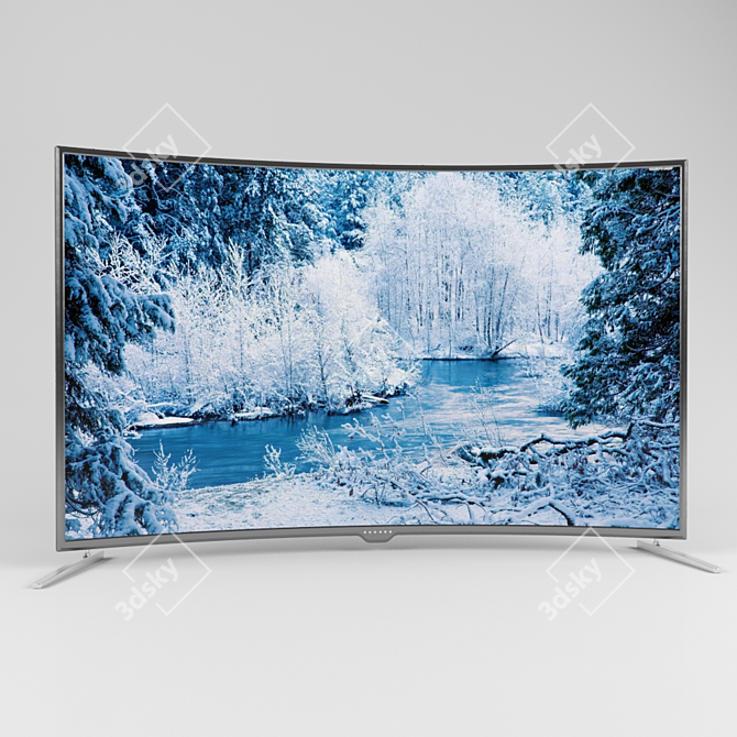 Curved Screen TV: Immersive Viewing 3D model image 1