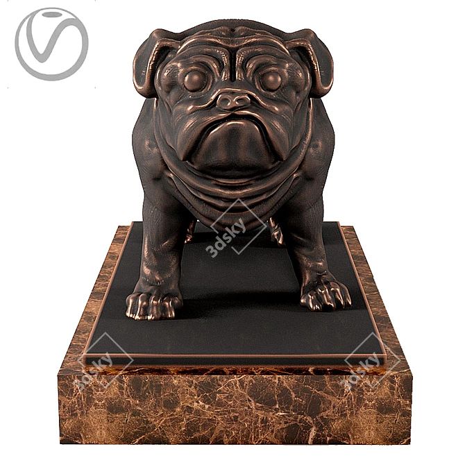 Playful Pug Sculpture 3D model image 2