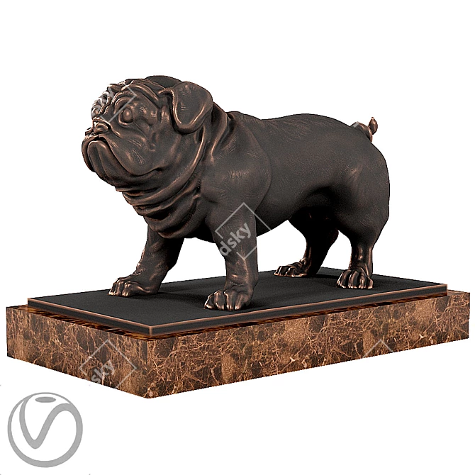 Playful Pug Sculpture 3D model image 3